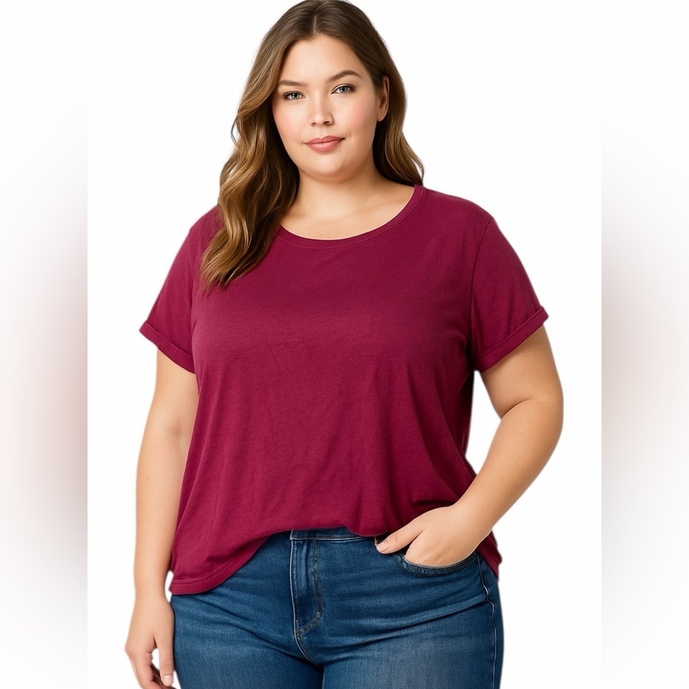 Eddie Bauer Women’s 3X Maroon Short Sleeve T-Shirt Everyday Comfort capsule
